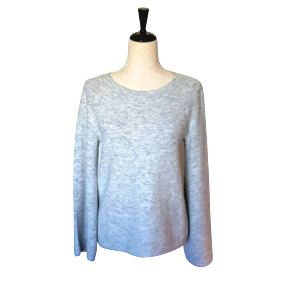 LOFT Womens Light Gray Textured Chevron Knit Raglan Crew Neck Sweater Size XS